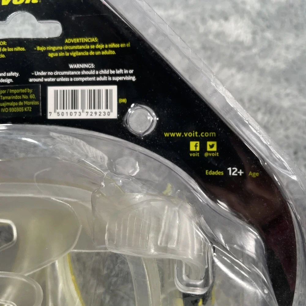 Voit Tempered Glass Lens Diving Goggles Scuba Swim Mask Yellow NEW SEALED